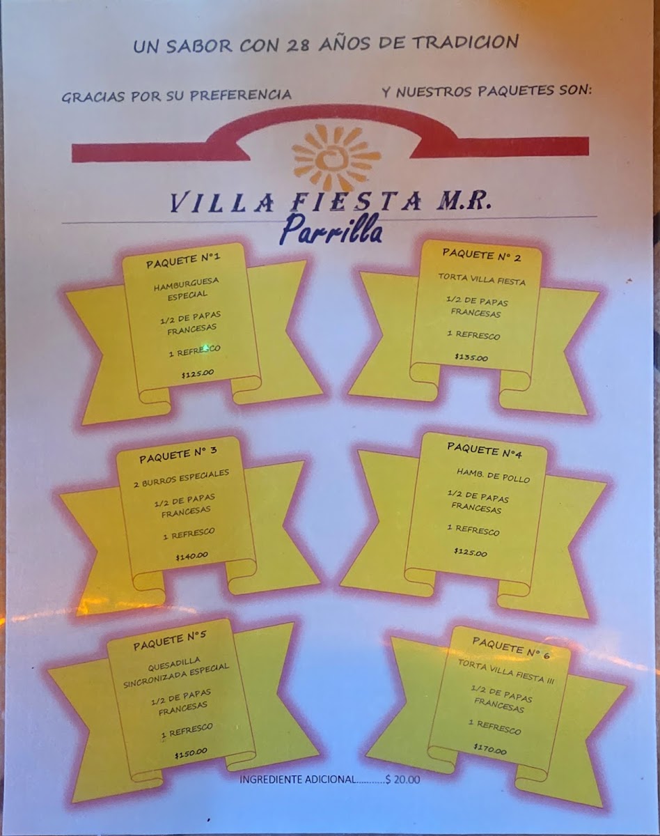 Villa Fiesta Menu - Image 2