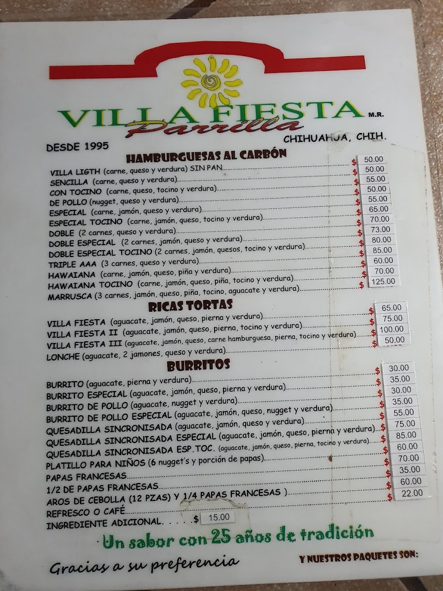 Villa Fiesta Menu - Image 3