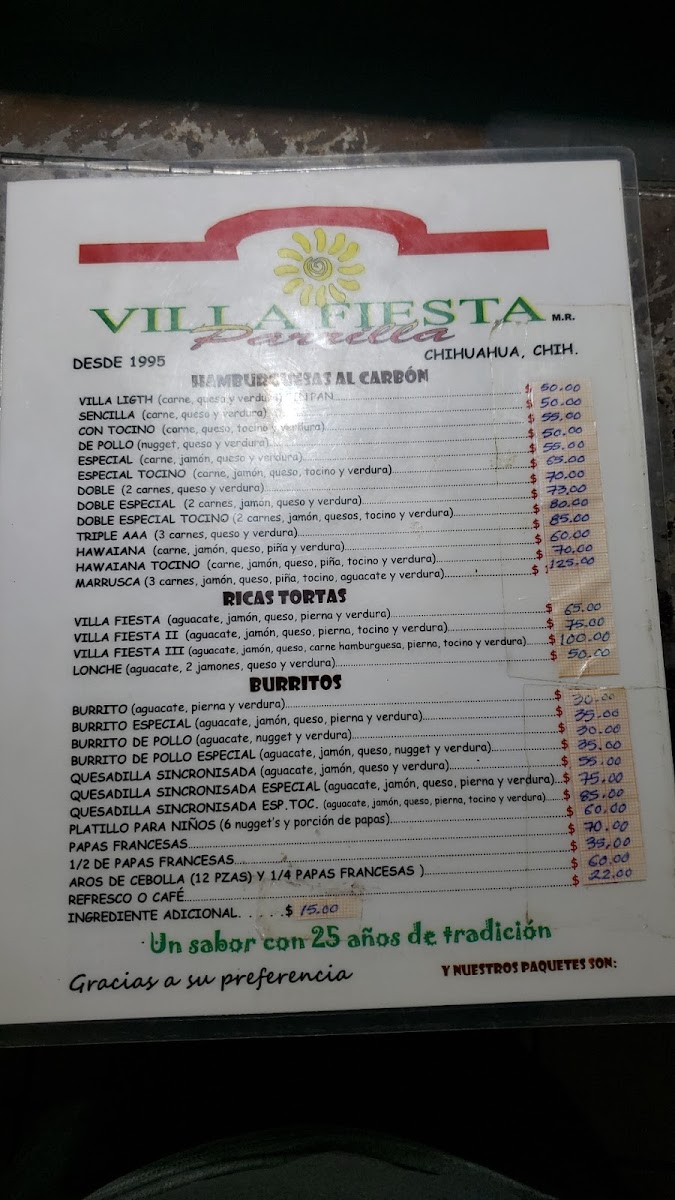 Villa Fiesta Menu - Image 4